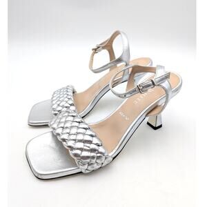 Ron White Aneesha Metallic Braided Ankle Strap Sandal Women's Silver US9 EU39.5